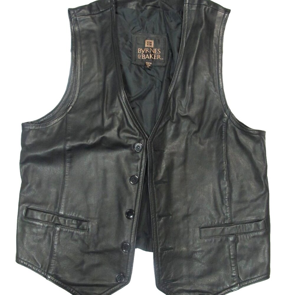 Byrnes & Baker Men's  Vintage 100% Leather Vest Biker Cut Size 42